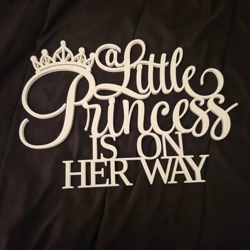 A Little Princess is on Her Way Sign for Backdrop - Wooden Baby Shower Gender Reveal Wall Decorations Banner Decor with Decoative Tiara Crown Picture