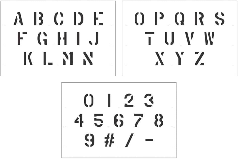 1 inch Military Letter and Number Stencil Set | 10 mil | Paint Stencils for Labels and Wall Signs … (Numbers & Letters)