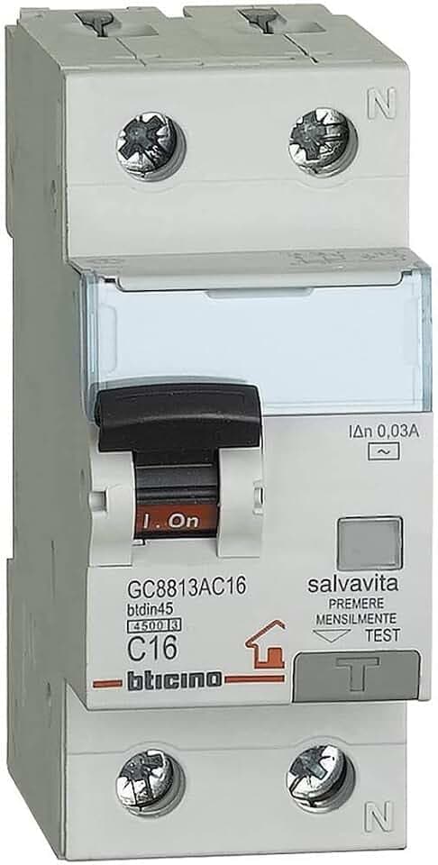 Bticino BTDIN LS Leistungsschutzschalter 1P + N, 4,5 kA, Idn = 0,03 A., 16 A