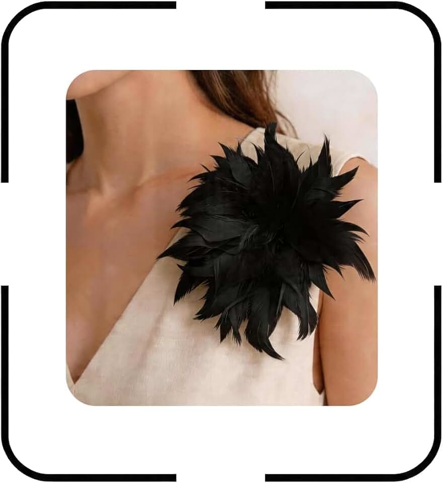 Oversized Flower Feather Brooch Pin For Women，Elegant Floral Feather Corsage Large Brooches Lapel Pins Hairpin Jewelry Accessories Decorations for Wedding Festival Party Dance Banquet