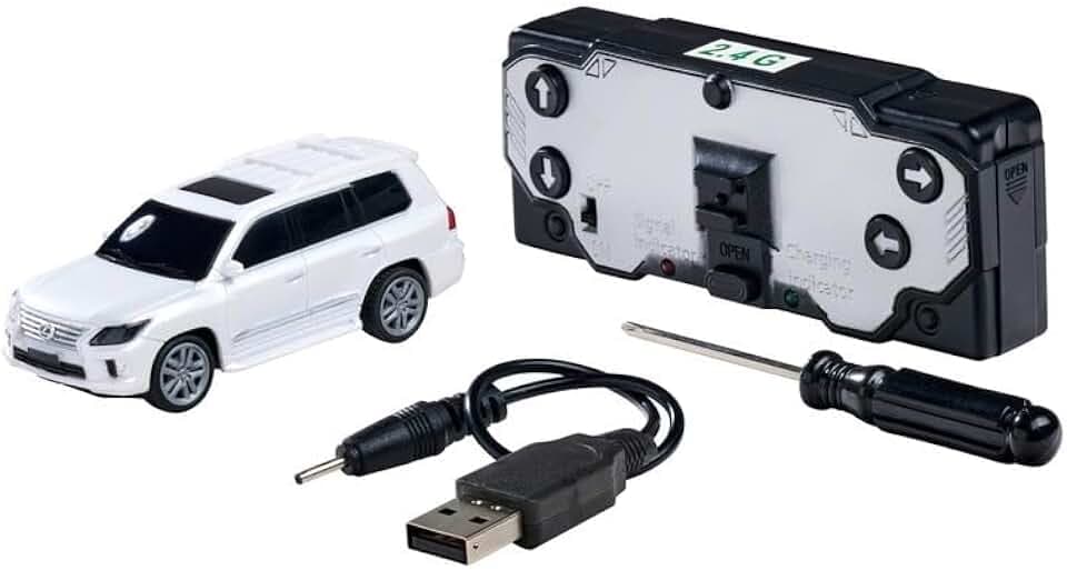 Carson 1:60 Nano Racer Lexus LX570 weiß - Ferngesteuertes Auto, RC Fahrzeug, Spielzeug für Kinder, Remote Controled, RC Car, 2,4 GHz Fernbedienung