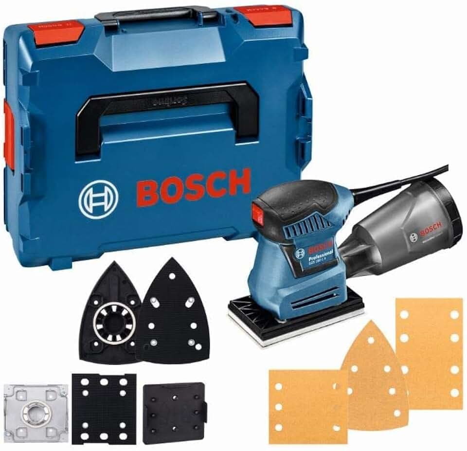 Bosch Professional Schwingschleifer GSS 160-1 A Multi (180 Watt, 1,6 mm Schwingkreis-Ø, in L-BOXX), Blau, 06012A2300