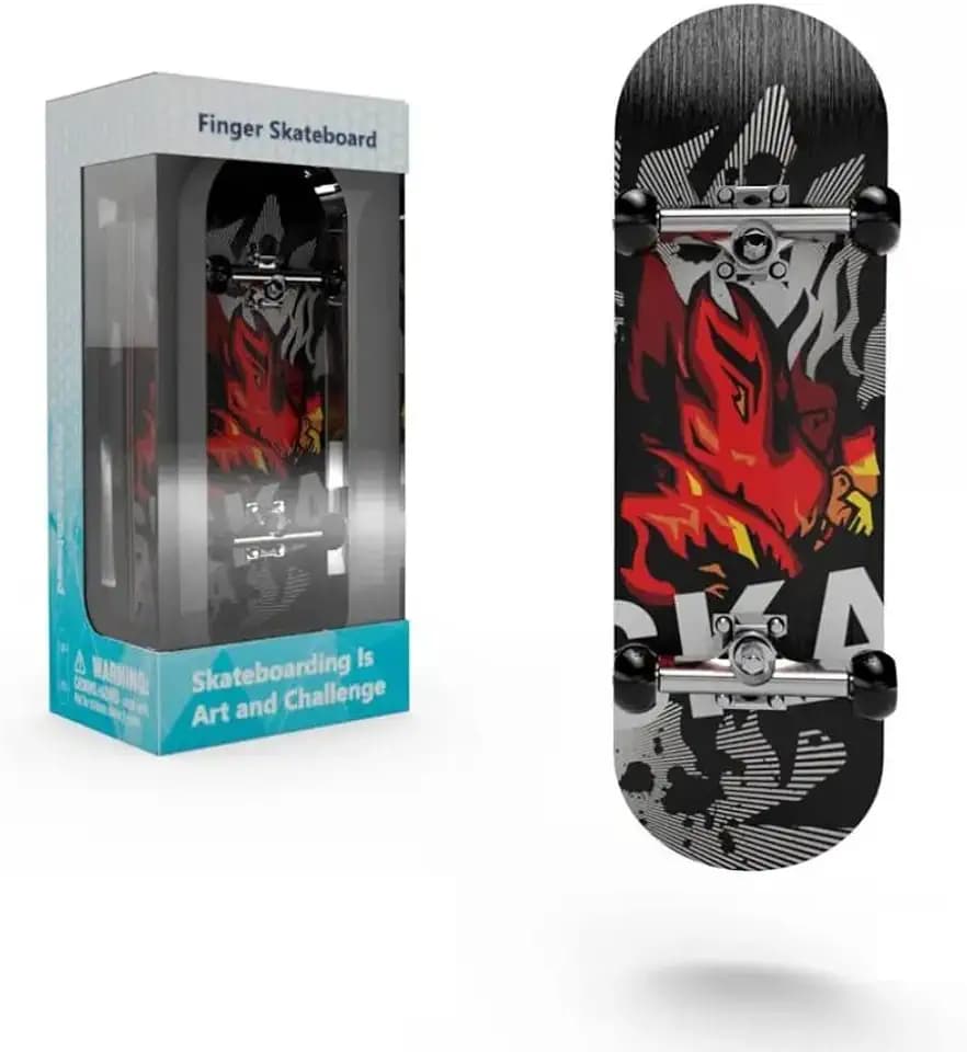 BIGH Professionelles Fingerboard aus Natürlichem Ahornholz - Finger-Skateboard - Kleines Finger-Skate - Farbe: Fire