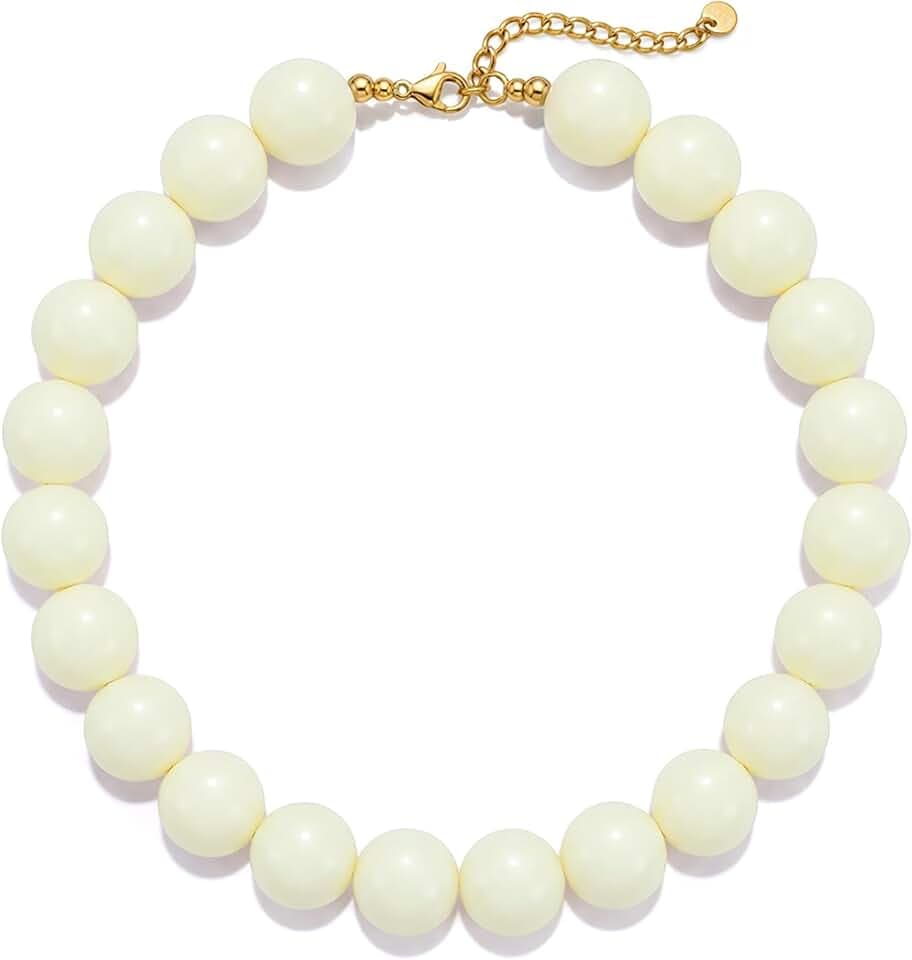 Chunky Beaded Necklace for Women, 20mm Large Bead Statement Necklace