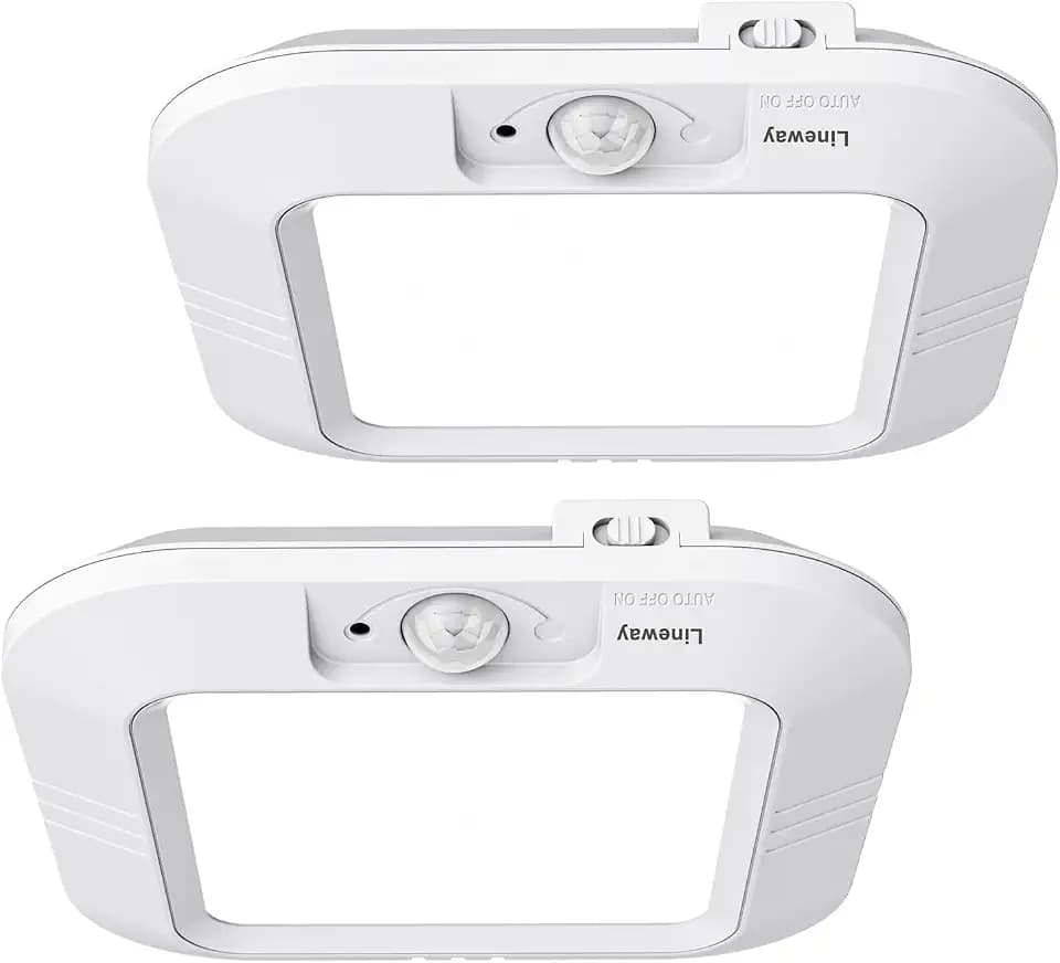 2 Pack Battery Operated Ceiling Light Motion Sensor Shower Light, Wireless Closet Lights 6000K LED Bathroom Shower Lamp, Motion Activated Ceiling Lamp for Bathroom Closet Cabinet(Battery Not Included)
