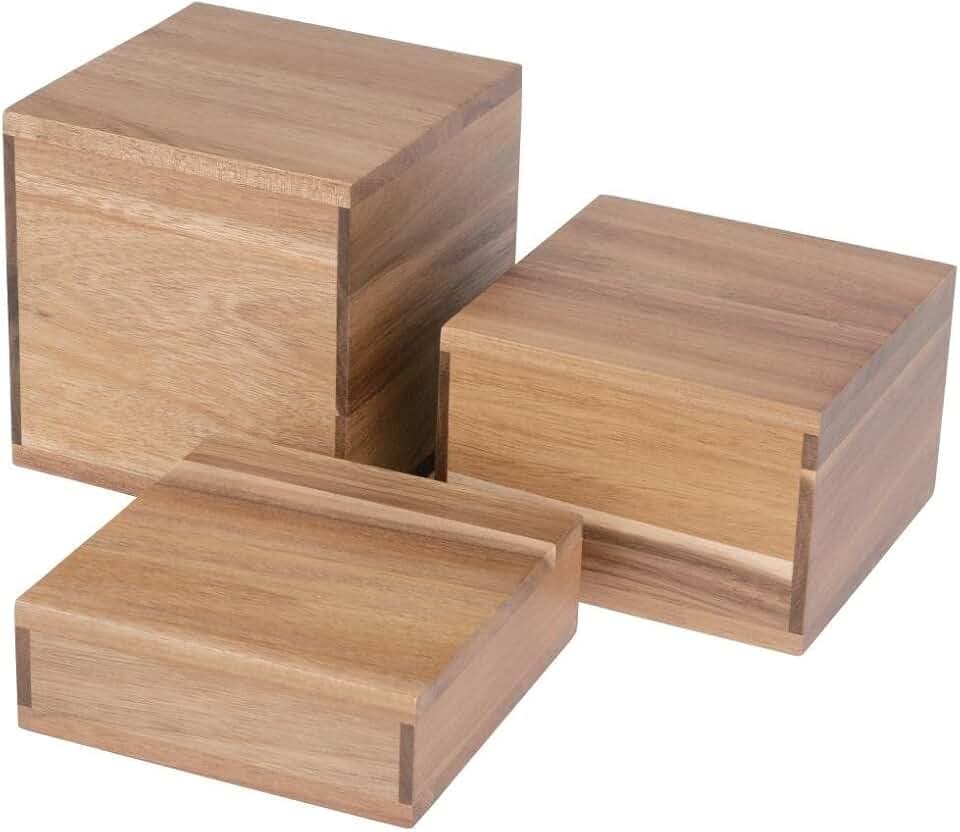 Olympia Erhöhungsblöcke aus Akazienholz, 50/100/150 mm – robust, robust, langlebig, stilvoll, Hotel, Restaurant, Buffet, Service, Essen, Gebäck, Präsentationsständer – 3 Stück