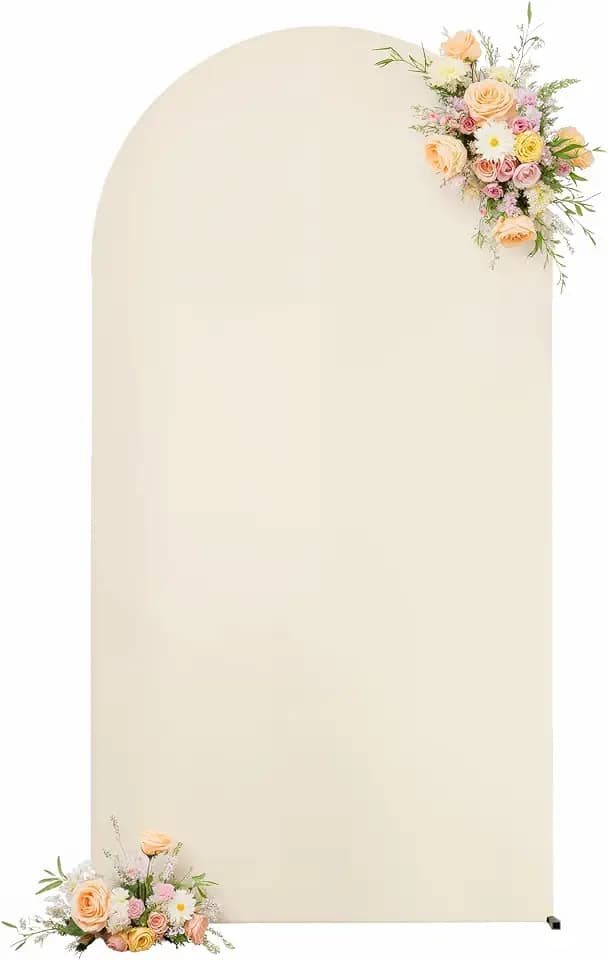 7.2 FT Arch Backdrop Cover Stretchy Beige Arch Covers Elastic Spandex Fabric for Chiara Backdrop Stand, Wedding Decor for Birthday Baby Shower Banquet Party Supplies