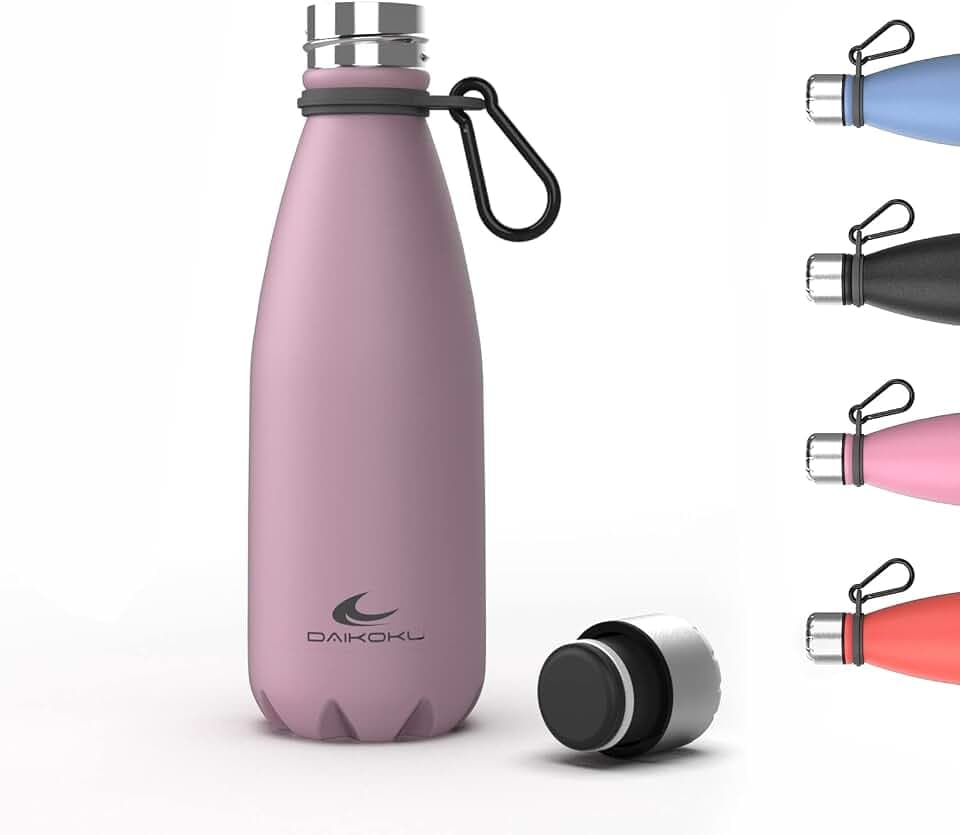 Daikoku - Edelstahl Wasserflasche | 100% Auslaufsicher | Hält 12 Stunden Heiß, 24 Stunden Kalt | BPA-Frei und Gesund | Modische Farbe, Ideal für Alltag und Outdoor | Rosa | 350 ML