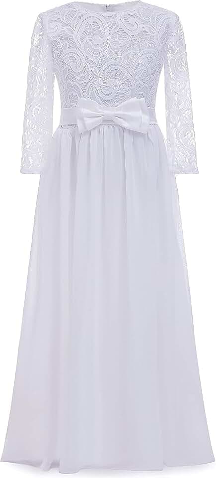 Aibaowedding Vintage Blumenmädchen Kleid Fancy Boho Chiffon A-Linie Kleider für Hochzeit Festzug 2-13 Jahre alt