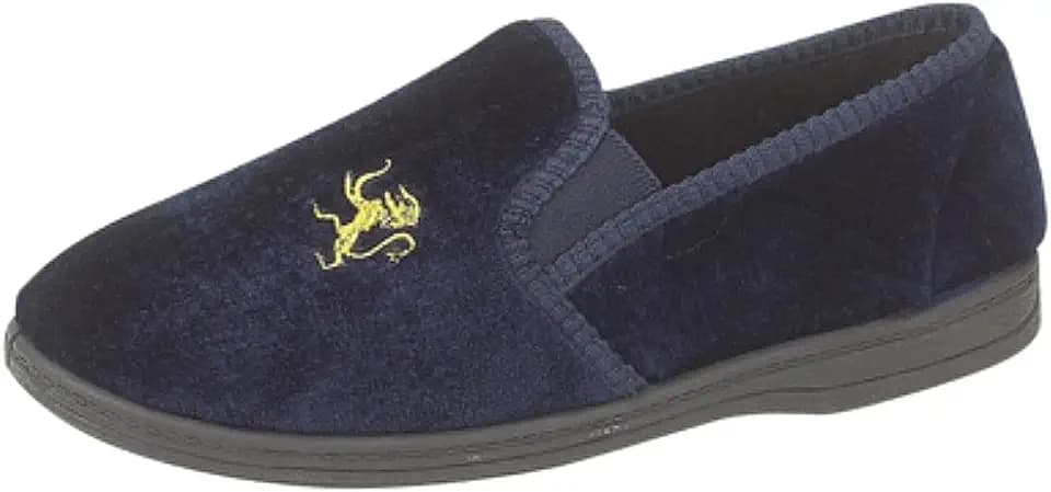 Sleepers Jungen Löwe Motiv Twin Gusset Pantoffeln mit Gummi Sohle UK Größen (Jungen/Jugend) 11,12,13,1,2,3,4,5