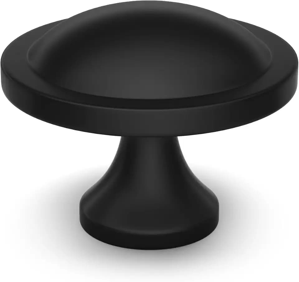 Matte Black Cabinet Knobs, 1-1/2 Inch Round Cabinet Pulls, 20 Pack Rustproof Single Hole Aluminum Mushroom Drawer Handles, Kitchen Cabinet Hardware, Screws Included for Cupboard Closet Bathroom
