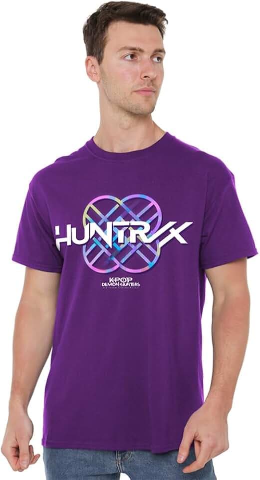 KPop Demon Hunters Unisex K-pop Demon Hunters-Huntrix Huntr/X Pastel Logo, Black T-Shirt