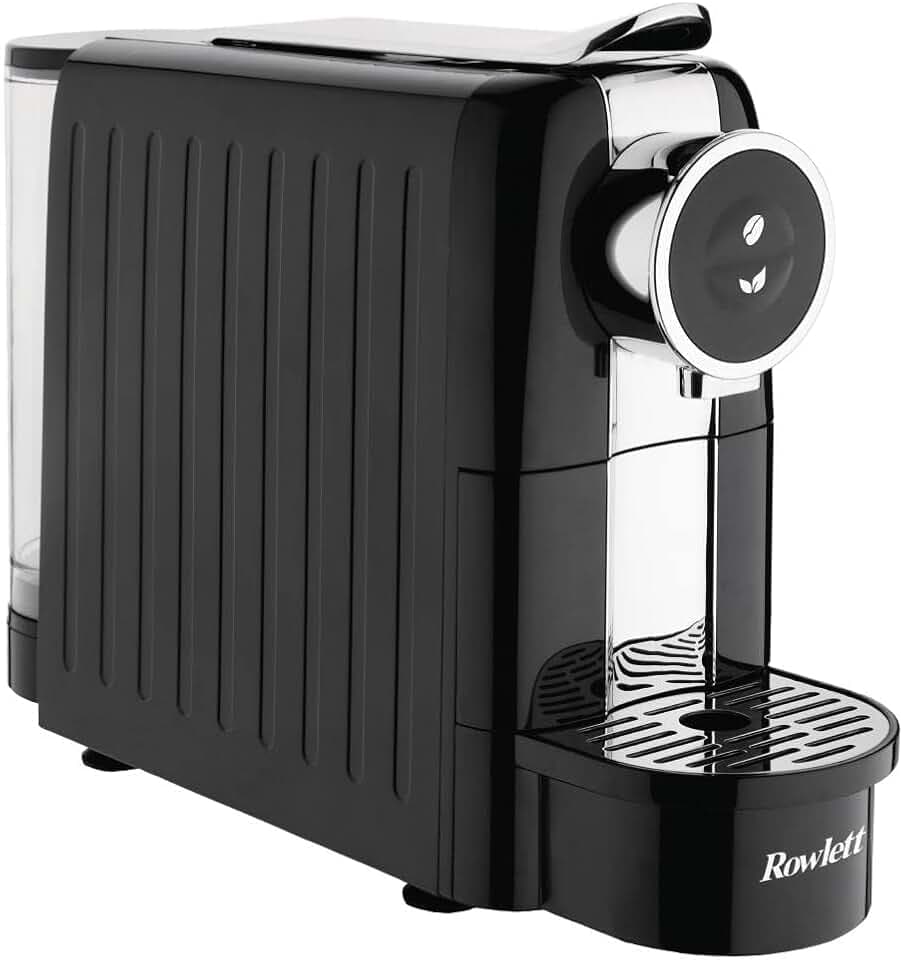 Rowlett 1260 W Kaffeekapselmaschine, Schwarz, Nespresso Pod Kompatibel, Single Serve Kaffeekapselmaschine, Espresso, Americano, Heiße Schokolade, Kompakte Größe, Hotelzimmergerät, Heim & Büro, DE205