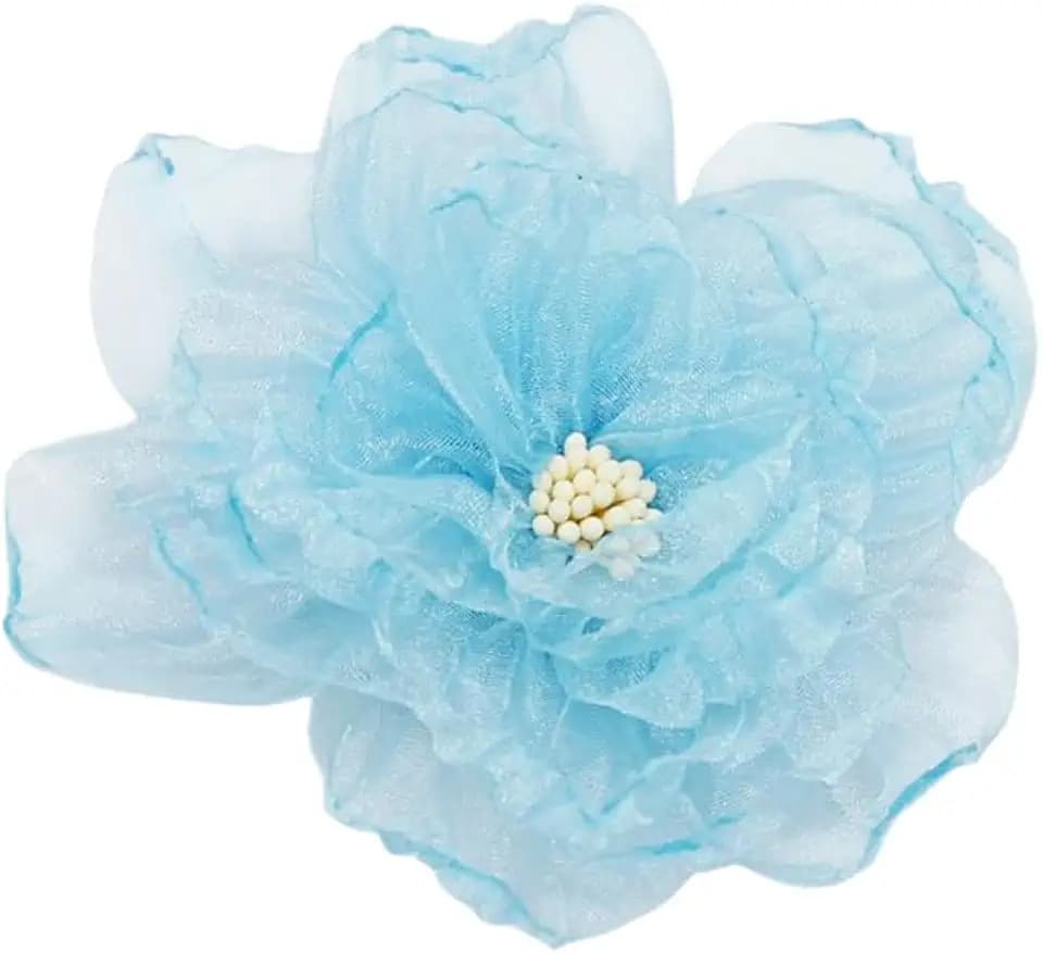 Elegant Organza Flower Brooch Pin for Women Men Delicate Fabric Camellia Floral Lapel Pins Dress Skirt Scarf Hat Clothing Decoration Accessories Holiday Wedding Party Fashion Jewelry 100mm