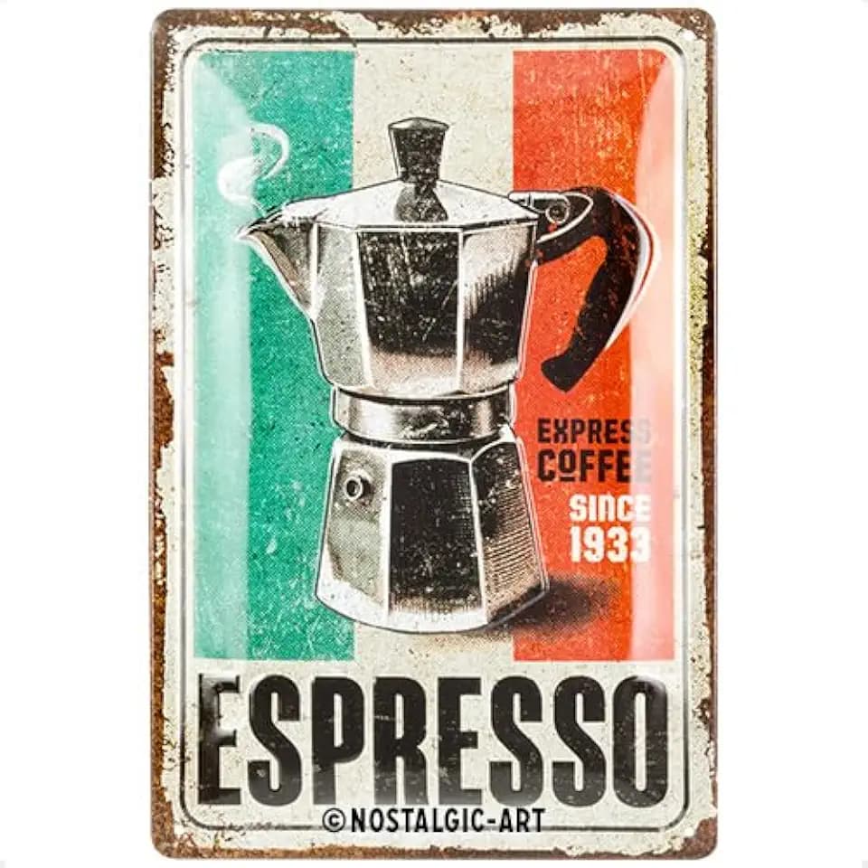 Nostalgic-Art Retro Blechschild, 20 x 30 cm, Espresso – Geschenk-Idee für Kaffee-Fans, aus Metall, Vintage Design, Blechschilder Sprüche, Kaffee-Deko