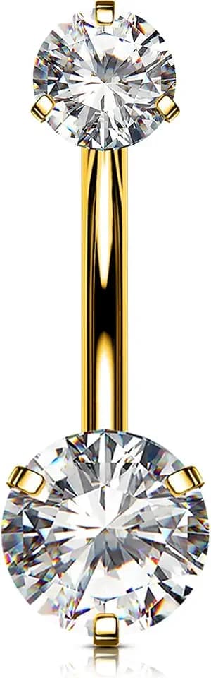 OUFER Belly Button Rings, G23 Solid Titanium Belly Rings, Clear CZ Navel Piercing Jewelry, Internally Threaded Belly Piercing Jewelry for Women