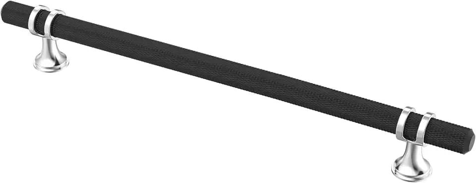 Alzassbg 10" Black and Silver Cabinet Pulls and Handles 10 Pack, AL3087CPMB