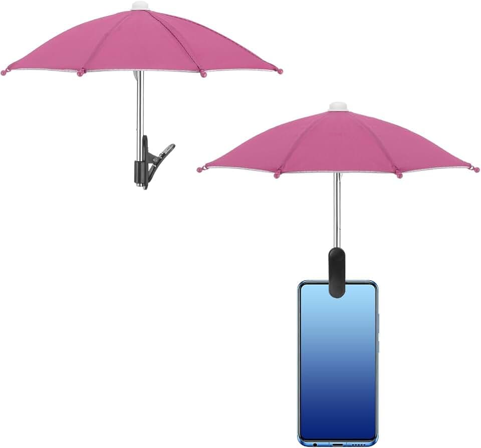 Cell Phone Umbrella Sun Shade with Stable Clip Rose Red