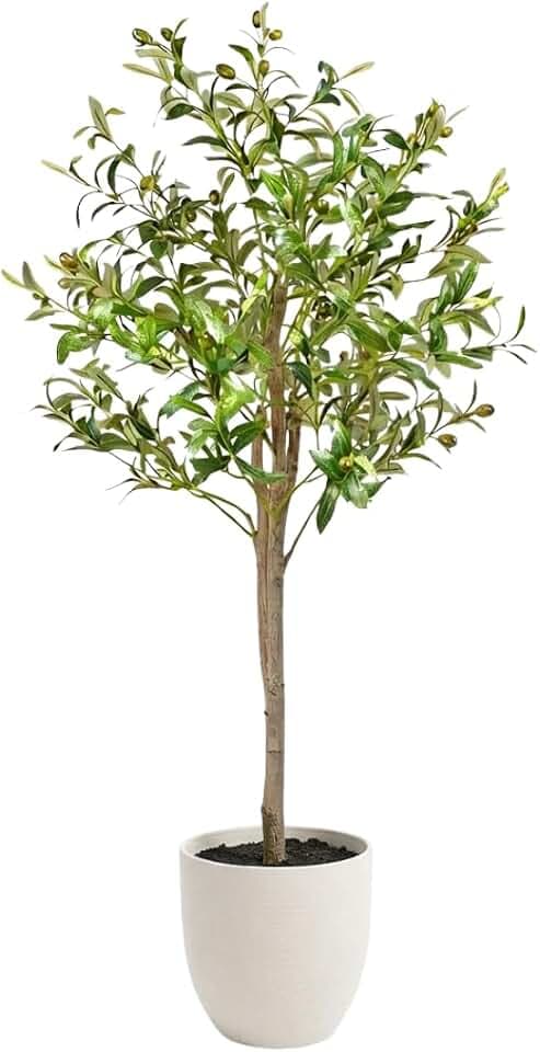 Clove, Olivenbaum, 120 cm, Kunstpflanzen Groß, Olivenbaum künstlich, Kunstpflanze – Dekorativer künstlicher Baum mit Topf für Wohnzimmer, Büro, Hotel