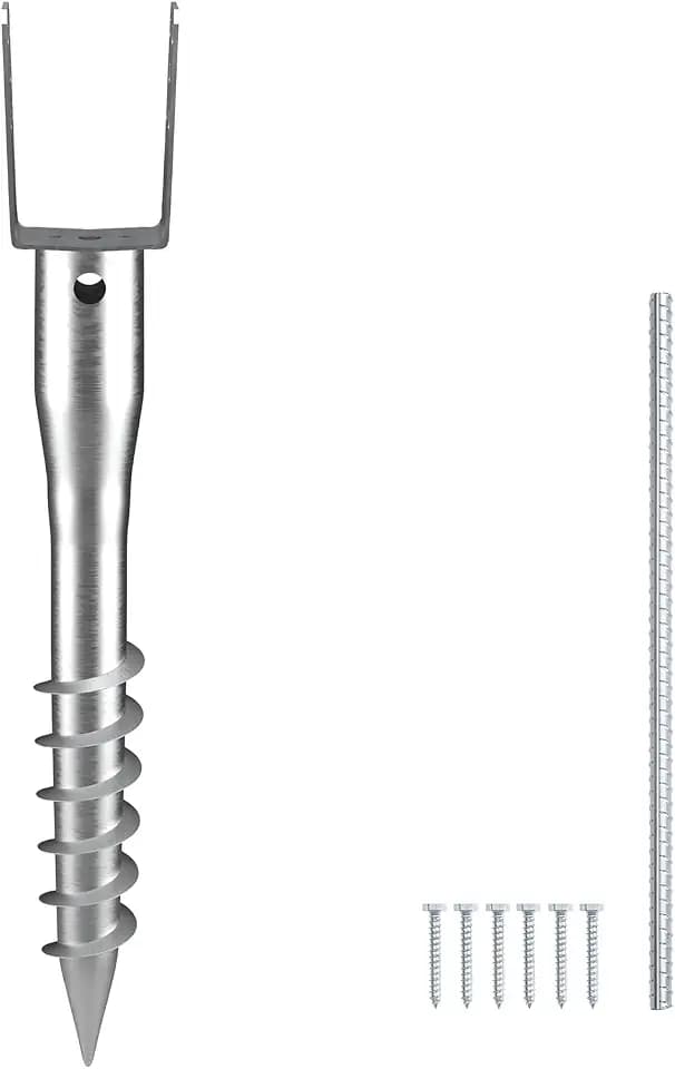 VEVOR U-Pfostenträger 1 Packung 100 x 70 x 700 mm DIY-Pfostenpfosten zum Einschrauben inkl. 6 Zugankern und einer Bewehrungsstange U-förmiger Pfostenhalter ideal für Briefkastenpfosten und Zaunpfosten
