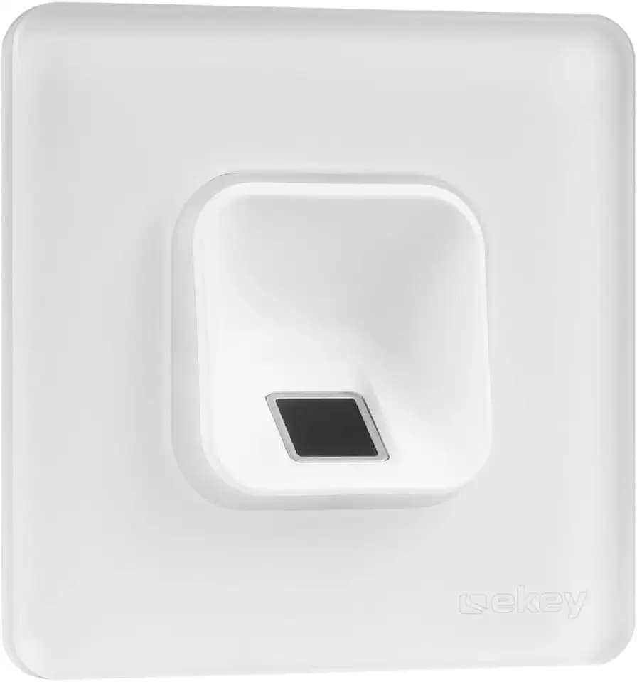EKEY 203703 xLine Fingerprintset (Fingerprint Weiß, Glasrahmen Weiß, Controller), Biometrische Zutrittslösung zur Unterputzmontage, 0,4 W, 12-24 V, Weißer Fingerprint