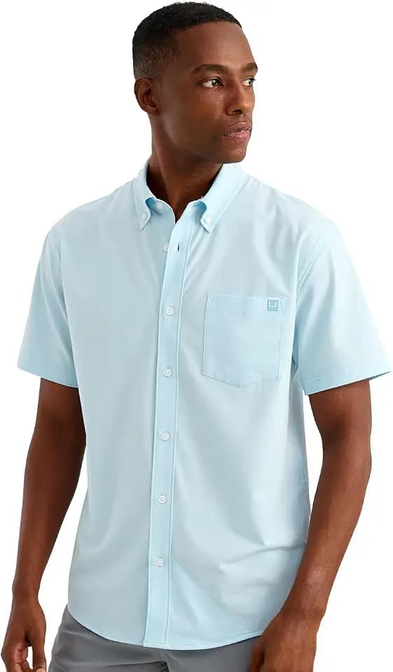 HUK Men's Kona Solid Short Sleeve Fishing Button Down Shirt