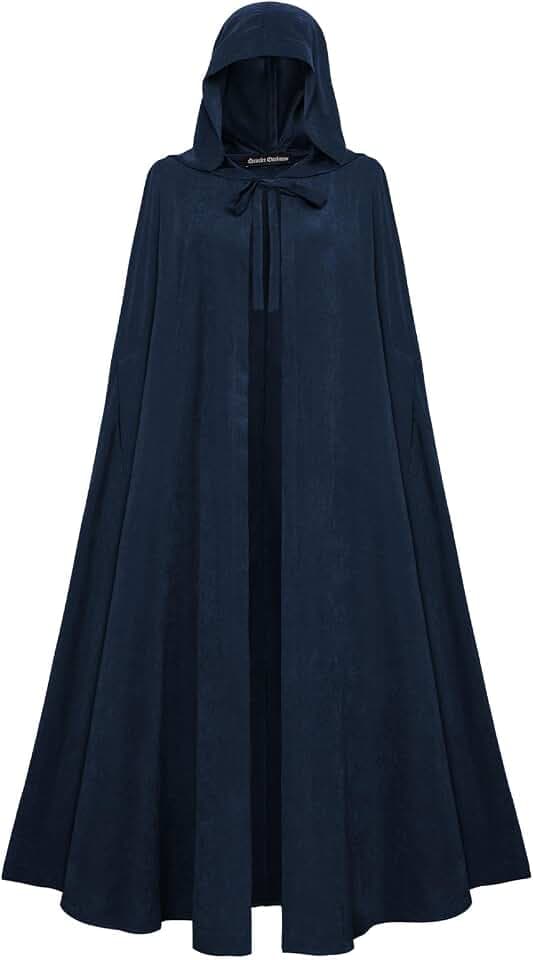 Scarlet Darkness Women Renaissance Hooded Cape Medieval Cloak Hobbit Halloween Costume Midnight Navy