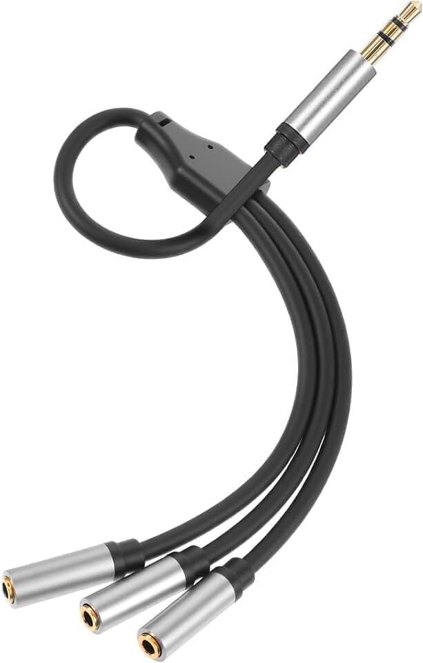 Audio Splitter, 3.5mm 3 Way Headphone Splitter 1 Input 3 Output Stereo Audio Distributor Cable Audio-Jack Splitters