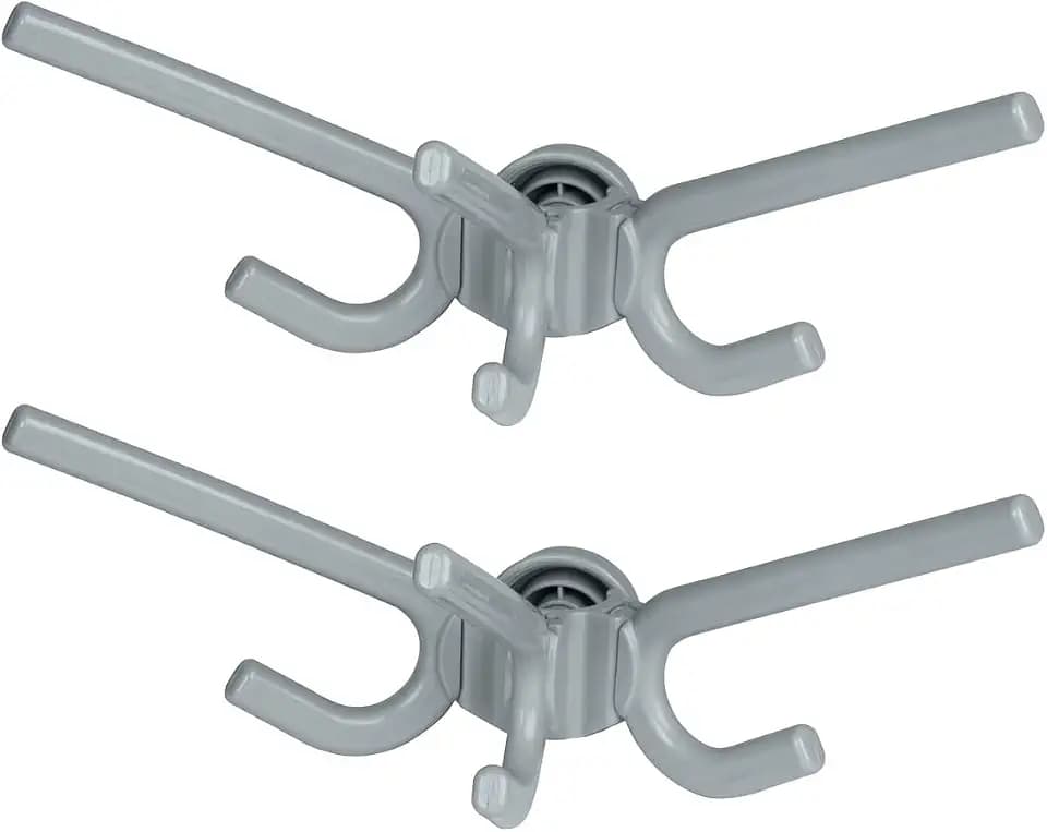 WENKO Haken Herkules, 2er Set, Halter für Accessoires mit je 3 Haken, zur Erweiterung zum Teleskop-System Herkules, 9 x 12,5 x 14 cm, Grau