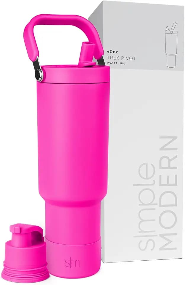 Simple Modern Tumbler with Handle, Water Jug | 40oz | Pink