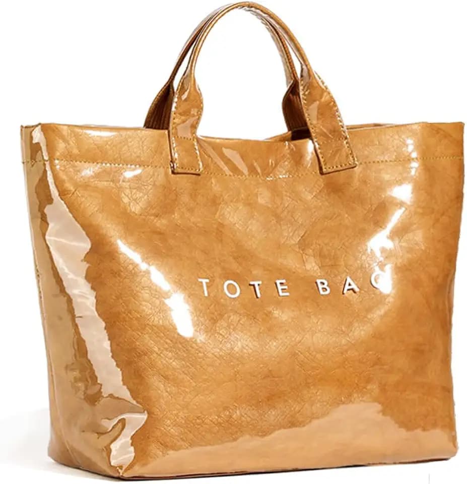 KAMEILONG Women's Large PVC Tote Bag Letters Print Handbags Paper Shoulder Bag Clear Shopping Hobo Bag