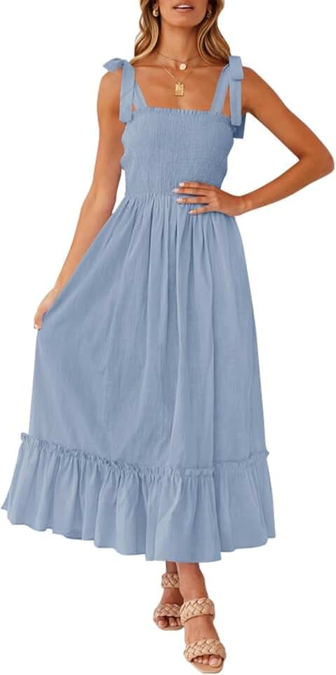 ZESICA Damen Spaghetti A Line Maxikleid Casual