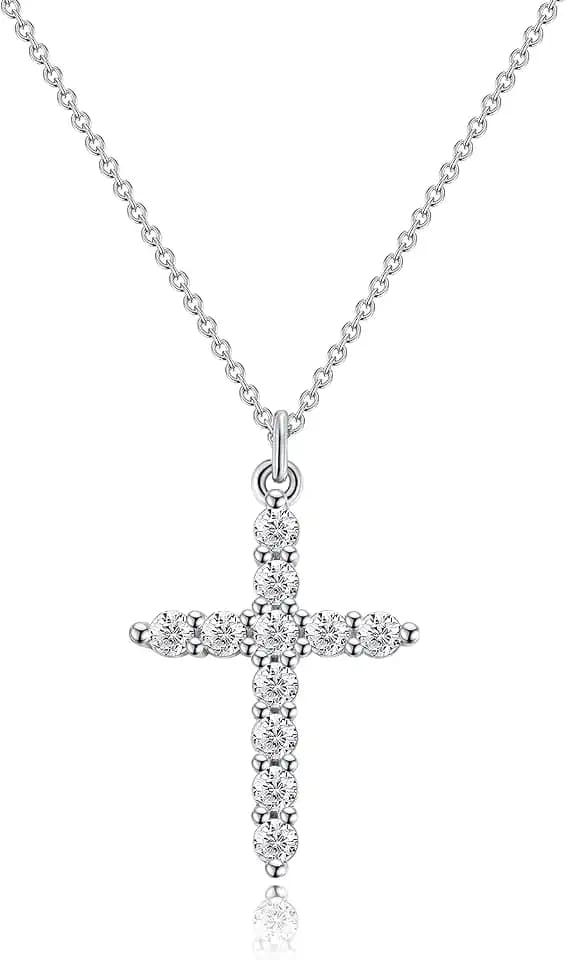 Robaice Upgraded Crown Cross Necklace for Women, 14K Gold Plated