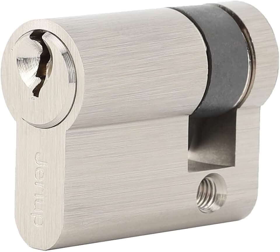 Copper Half Cylinder Lock with Nickel Finish for Doors, Key Lock, 40mm, Single Side Open, Anti-Rust, Modern, Nickel