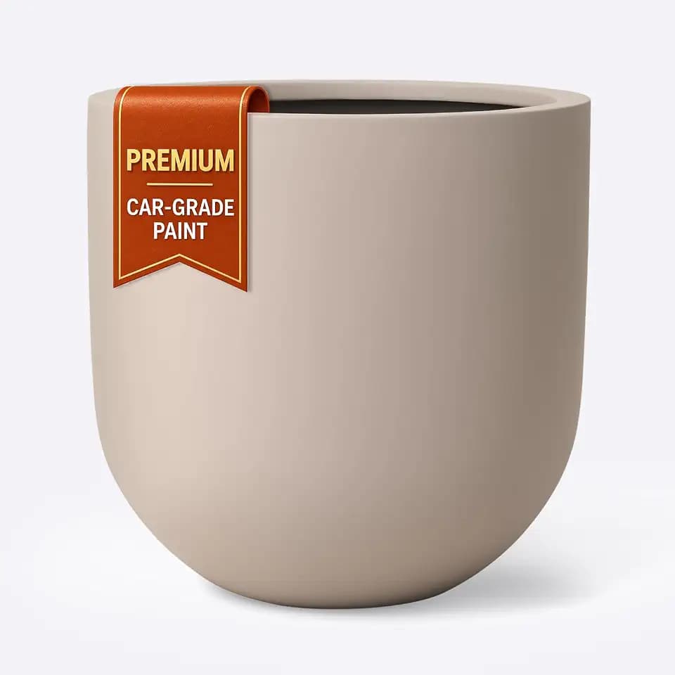 KUTE NEST 12" Premium Arco Fiberstone Patio Planter - Taupe