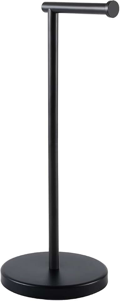 KES Bathroom Toilet Paper Holder Stand Modern Tissue Roll Holder SUS304 Stainless Steel Rustproof Freestanding 20.2" H, Matte Black BPH283S1-BK