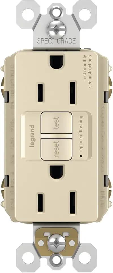Legrand radiant 15 Amp GFCI Decorator Duplex Outlet Light Almond 1 Pack