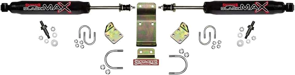 Skyjacker 8203 Dual Steering Stabilizer Kit (Includes Steering Dampers Mounting Brackets for Jeep Wrangler JK - Black)
