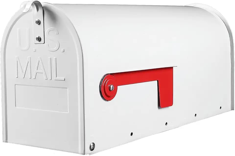 BlissBoard White Post Mount Galvanized Steel Mailbox 20 x 8.7 x 6.7 Inches