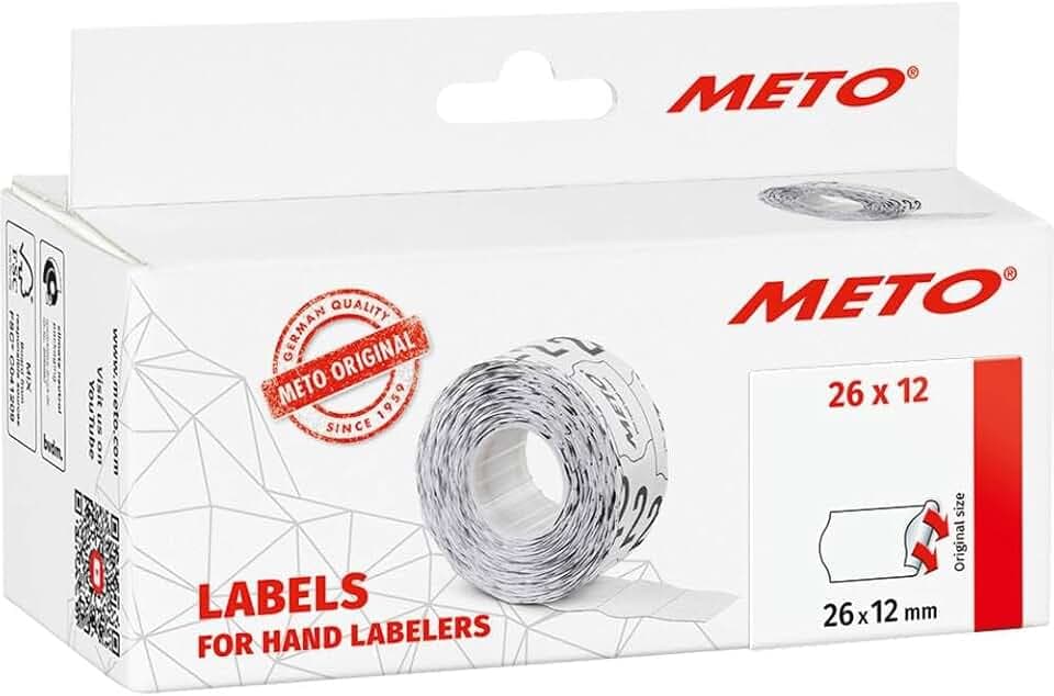 METO Preisauszeichner Etiketten 26 x 12 mm, weiß, ablösbar, 6.000 Stück
