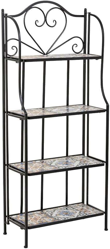 Estanteria De Mosaico Y Forja Negro