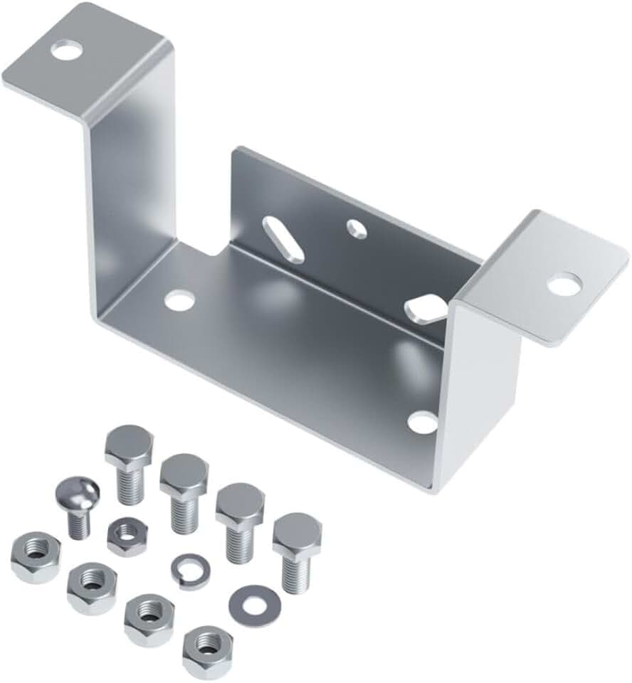 cartrend Halterung für Abstellstütze und Klemmhalter an Anhänger, verzinkter Stahl 3 mm, mit Befestigungsmaterial, robust, einfache Montage, 225x60x100 mm