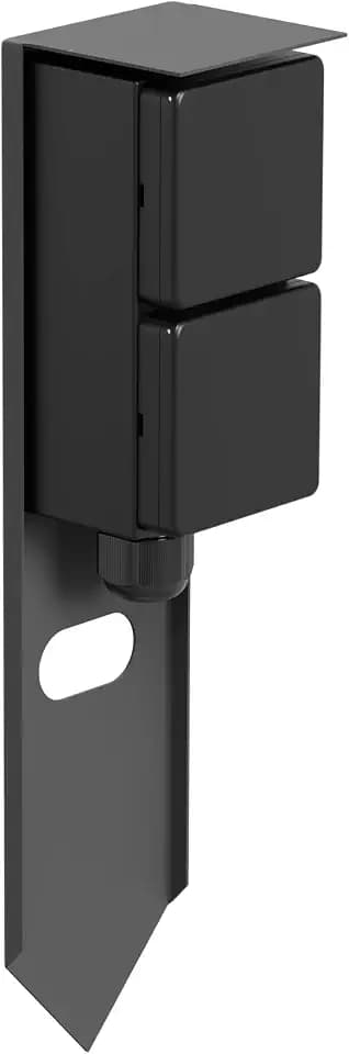 ledscom.de Garten Steckdosensäule PIWI mit Erdspieß für außen, IP44, 2-Fach, Edelstahl, anthrazit, eckig, 30 cm
