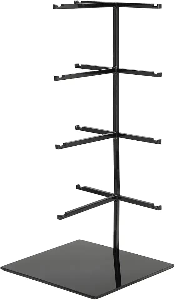 uxcell Sunglasses Display Stand, 1Pcs - Stainless Steel Sunglass Rack, 4-tier Glasses Stand with Jewelry Holder Base, Eyewear Rack for Optical Shop (Black)