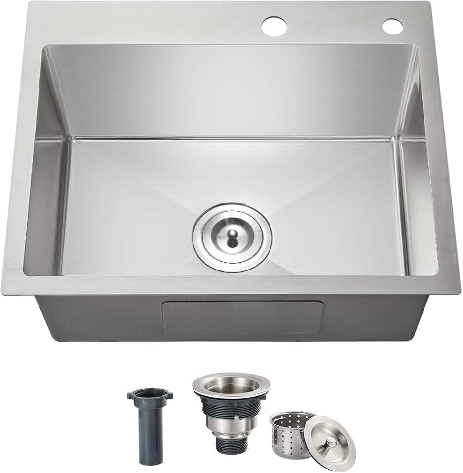 24x18 Inch Kitchen Sink Drop In, T-304 Grade Stainless Steel Sink