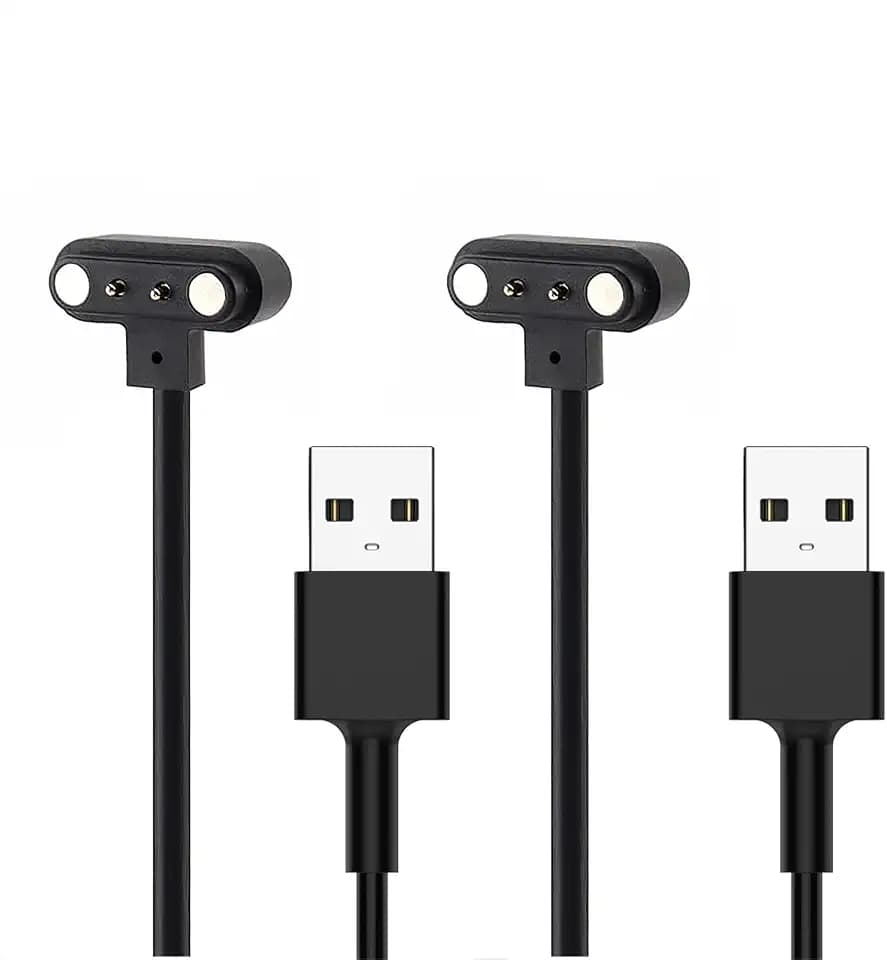 2 Stück Magnetisches Ladegerät für Smartwatch – 2-poliges USB-Ladekabel mit Magnet-Adsorption, 4,0 mm Kontaktabstand – Kompaktes Saugladegerät für Schnellladung & Datenübertragung