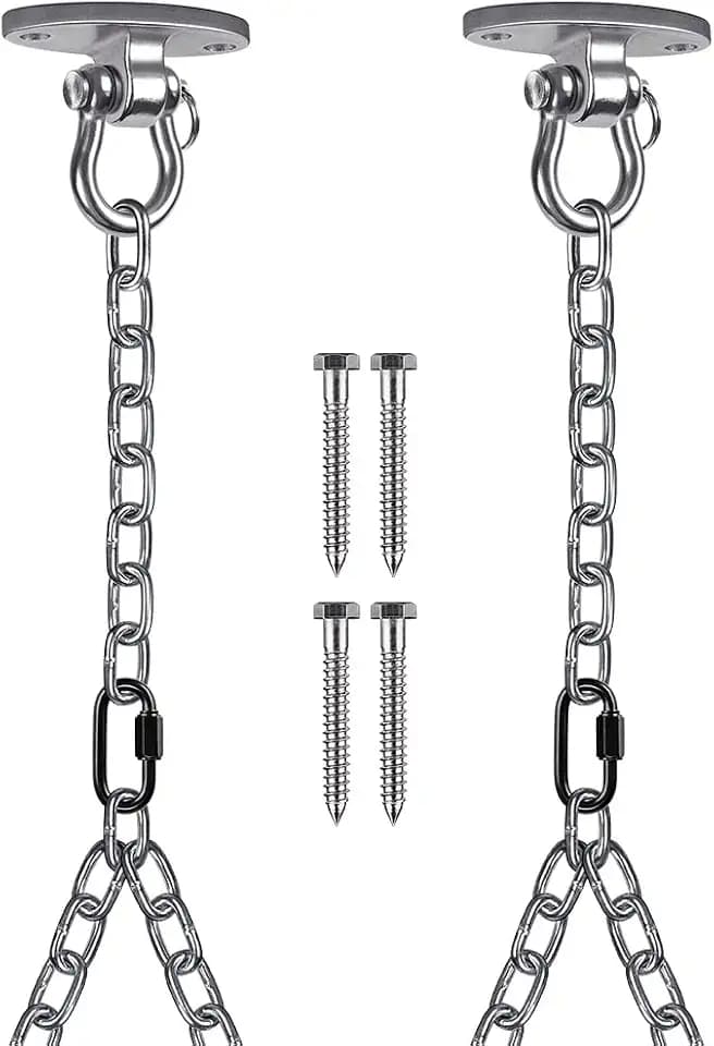 BeneLabel 2Pcs 105" Porch Swing Chain with Ceiling Swing Hanger Silver