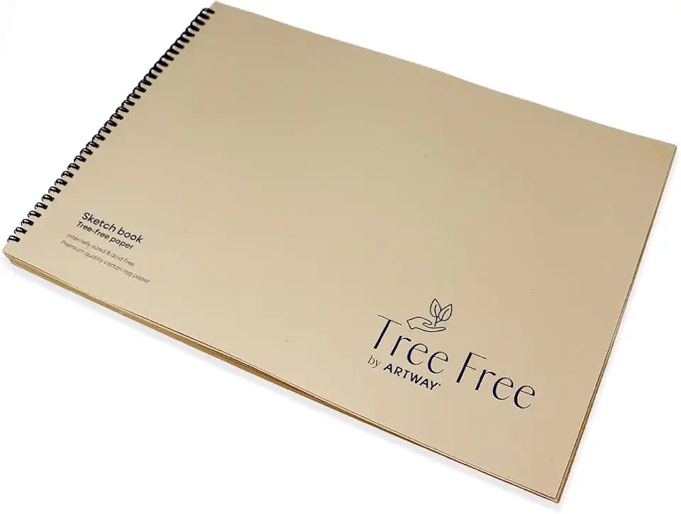 Artway Tree Free - Spiralgebundenes A3 Baumwoll Rag Papier Skizzenbuch - Beige - 40 Seiten/20 Blätter aus 250gsm 100% Baumwoll Rag Papier - 100% Recyceltes Skizzenbuch