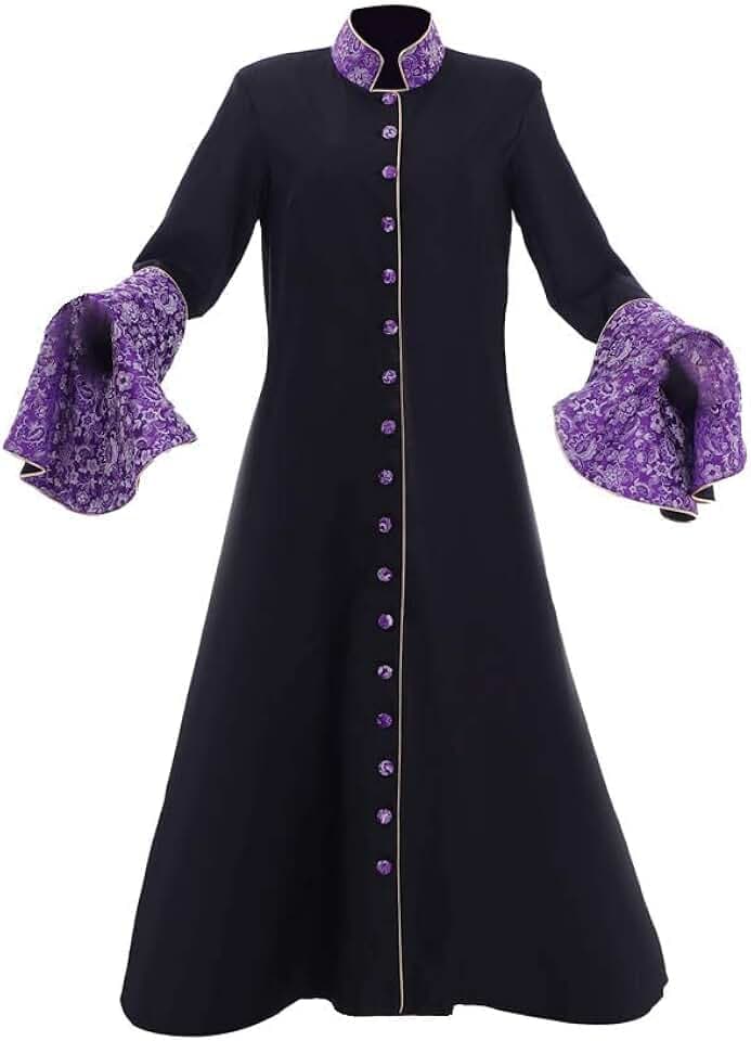 Fortunehouse Lady Trumpt Sleeve Clergy Cassock Medieval Priest Robe Halloween Cosplay Costume Cloak Black,Large