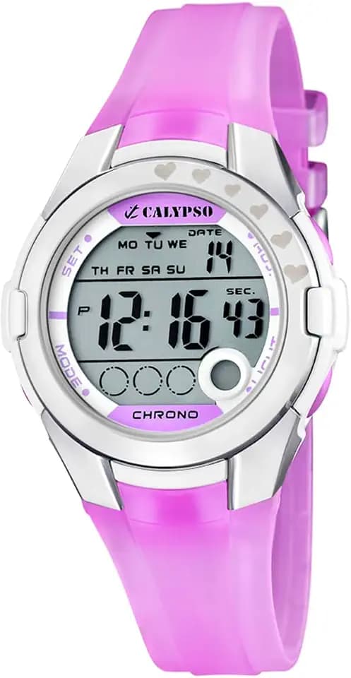 Calypso Kinderuhr Digital - Kautschuk - 10 ATM - Datum Kalender Chronograph Doppelzeit Licht Alarm 12/24h - K5571